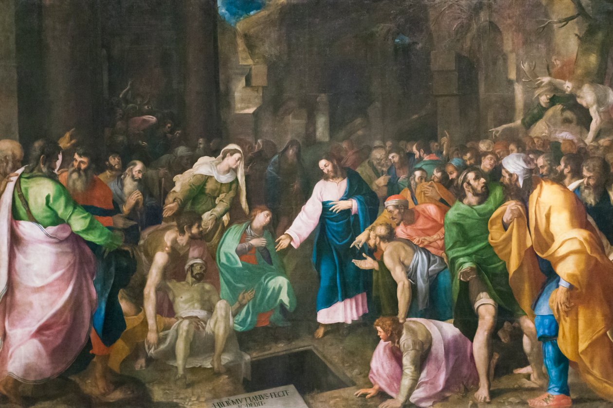 Wskrzeszenie Łazarza, ok. 1555 r. (olej na płótnie) autorstwa Girolamo Muziano