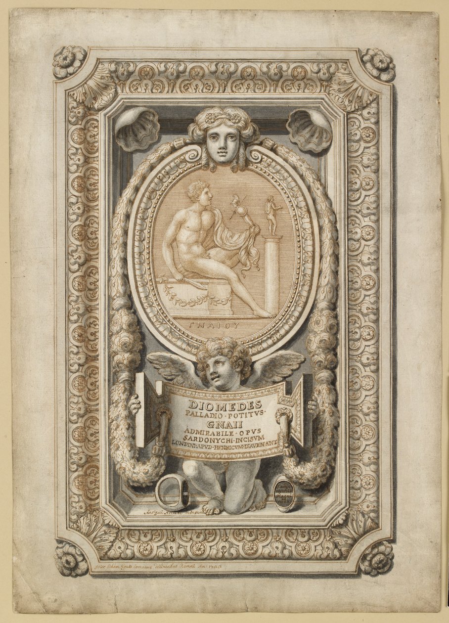Projekt grawerowanego klejnotu w ozdobnej oprawie, 1722 autorstwa Girolamo Odam