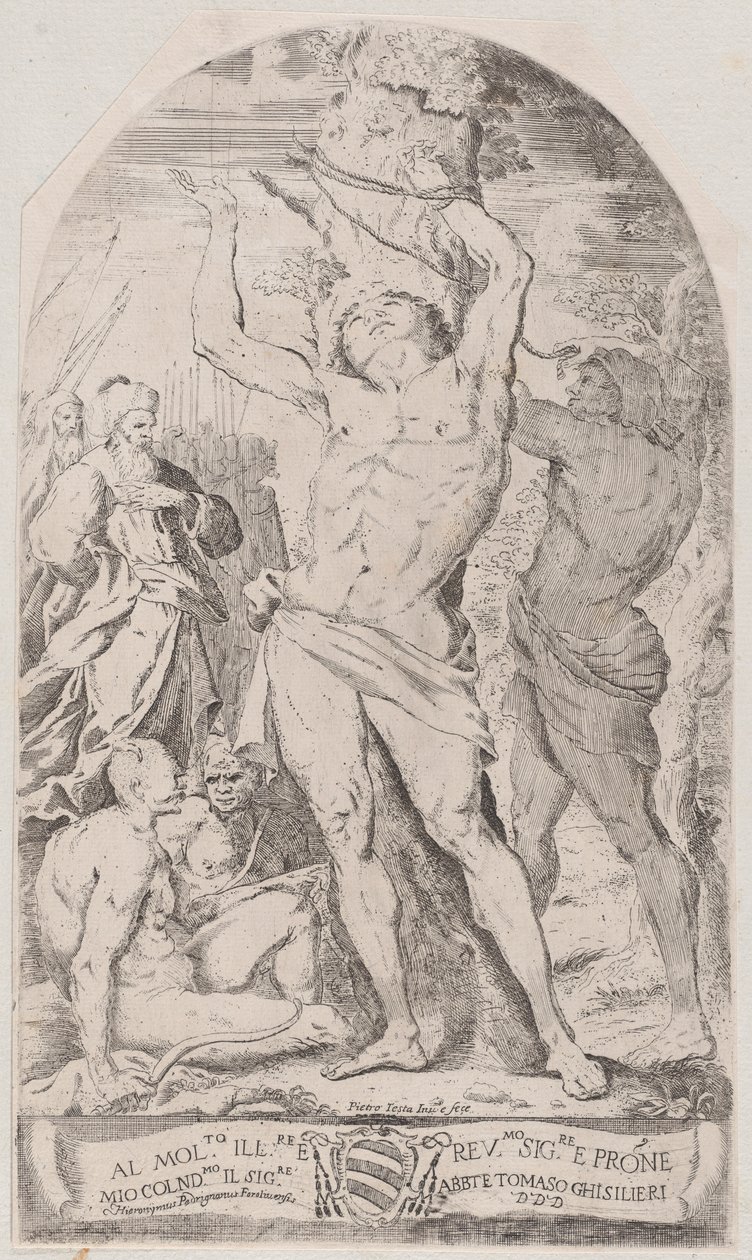 Św. Sebastian przywiązany do drzewa, 1625-50. autorstwa Girolamo Pedrignani