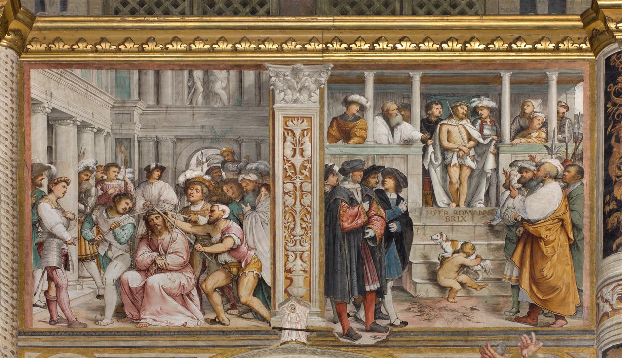 Środkowa Aave, Czwarte Przęsło Południowe, Koronacja Cierniowa, Ecce Homo, Girolamo Romanino autorstwa Girolamo Romanino