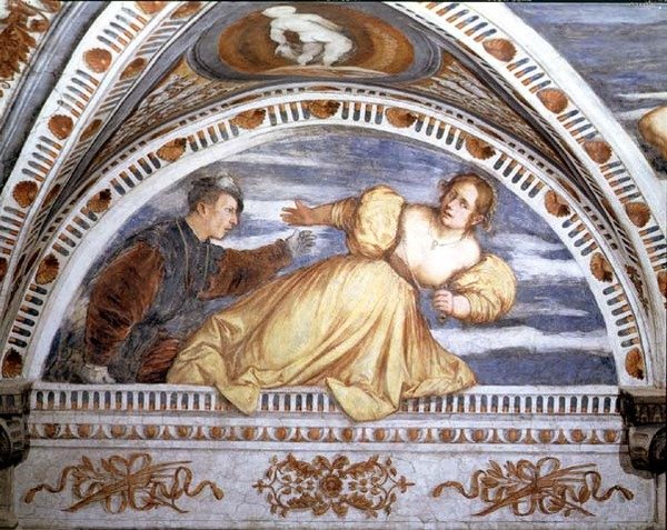 Tarquin i Lukrecja, luneta autorstwa Girolamo Romanino