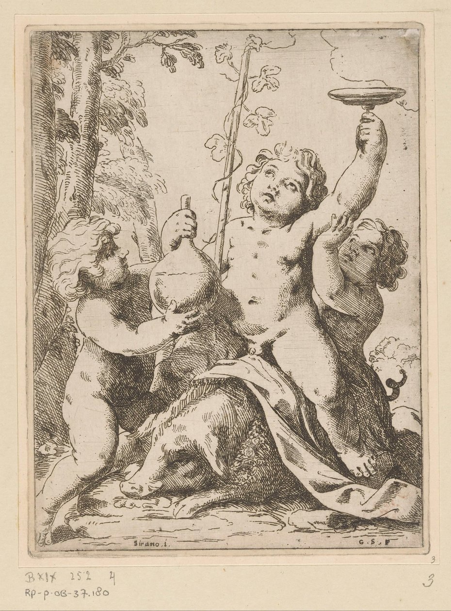 Bachanalia z trójką dzieci autorstwa Girolamo Scarselli
