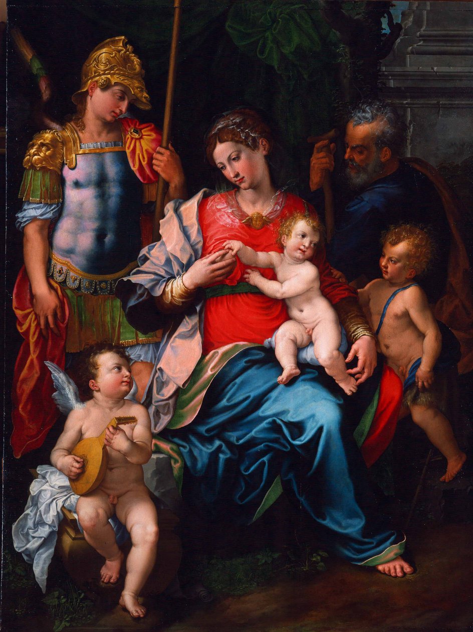 Dziewica i Dzieciątko ze świętymi Janem Chrzcicielem, Michałem Archaniołem i Józefem, 1545 autorstwa Girolamo Sciolante da Sermoneta