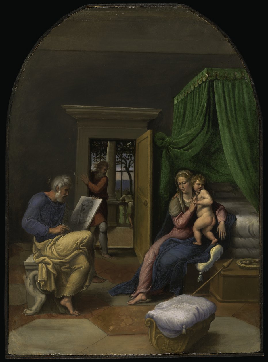 Święty Łukasz rysujący Dziewicę z Dzieciątkiem, ok. 1535 (olej na płycie) autorstwa Girolamo da Carpi
