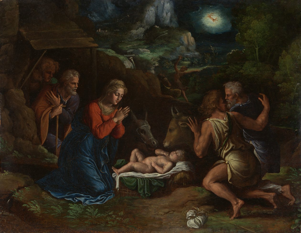 Adoracja pasterzy ok. godz. 1535-40. autorstwa Girolamo da Carpi