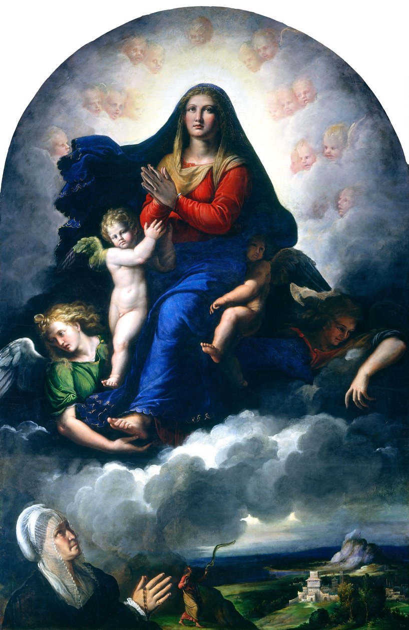 Objawienie Dziewicy, 15301540. autorstwa Girolamo da Carpi