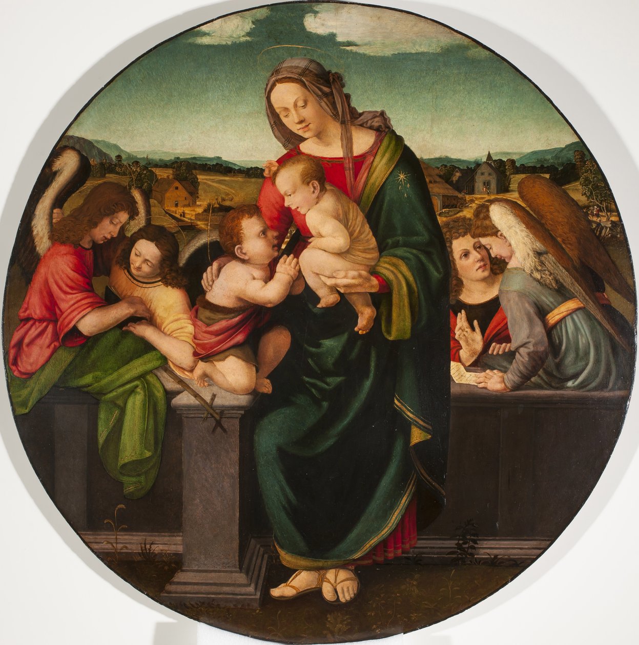 Madonna z Dzieciątkiem z Dzieciątkiem Św. Jan Chrzciciel i Anioły, ok.1515 autorstwa Giuliano Bugiardini