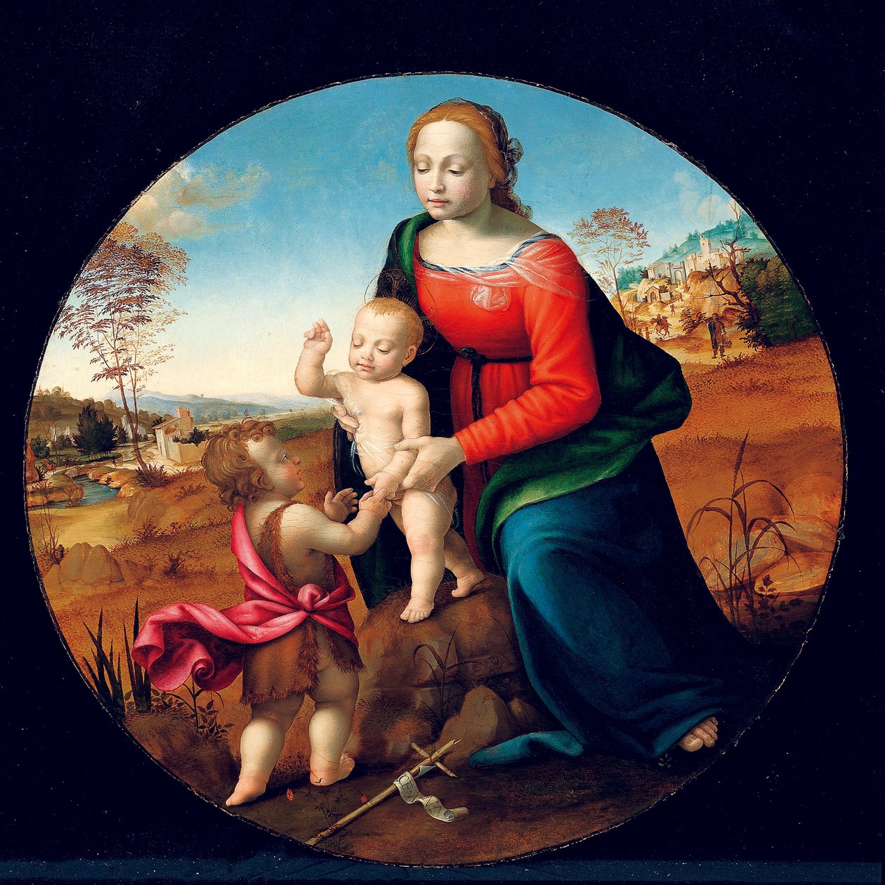 Madonna z Dzieciątkiem i Dzieciątkiem św. Janem Chrzcicielem (olej na desce) autorstwa Giuliano Bugiardini