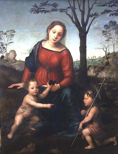 Madonna z Dzieciątkiem z Dzieciątkiem Jan Chrzciciel autorstwa Giuliano Bugiardini