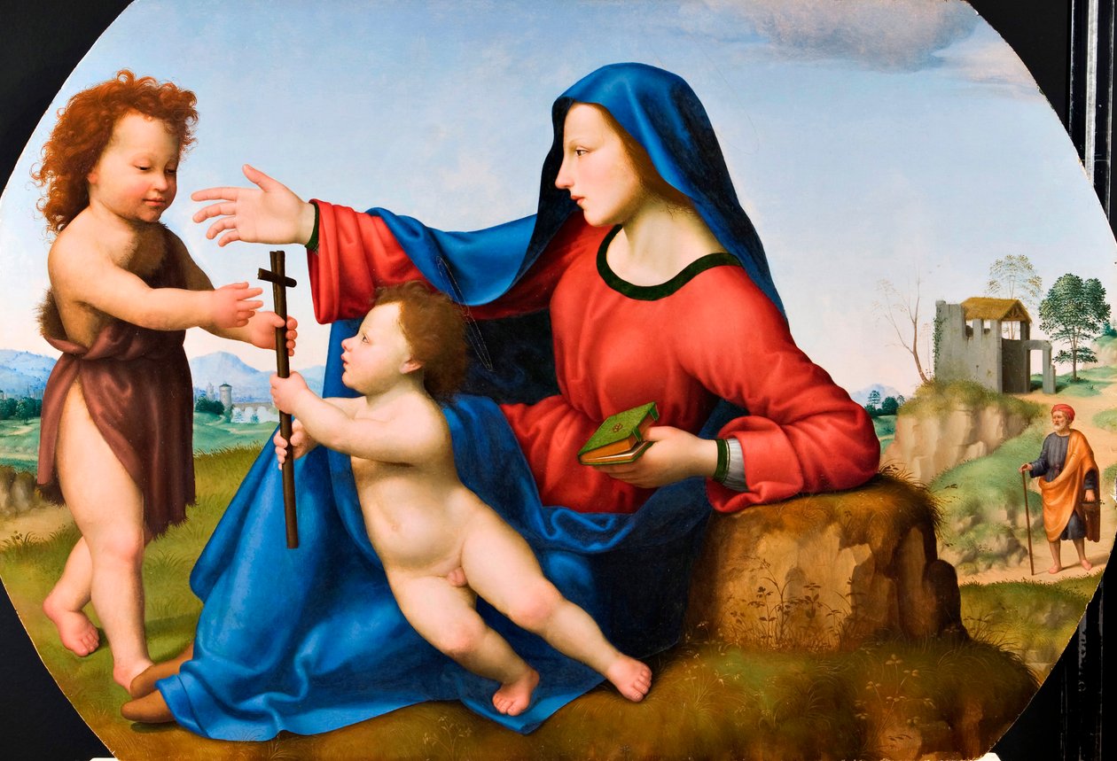 Madonna z Dzieciątkiem z młodym Janem Chrzcicielem. autorstwa Giuliano Bugiardini