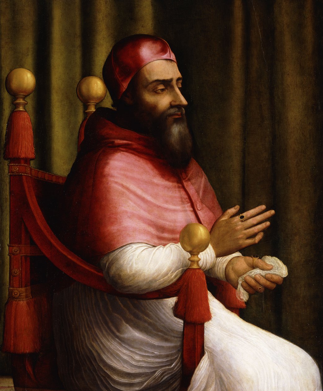 Portret papieża Klemensa VII w pozycji siedzącej 3/4 długości, autorstwa Giuliano Bugiardini