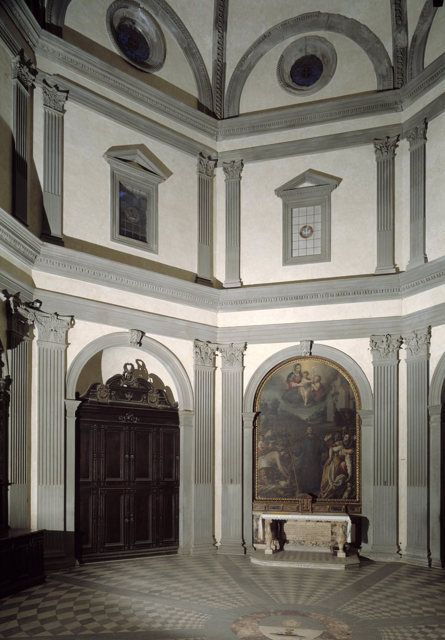 Widok ośmiobocznej zakrystii zbudowanej według projektu Giuliano da Sangallo (1445-1516) autorstwa Giuliano Giamberti da Sangallo