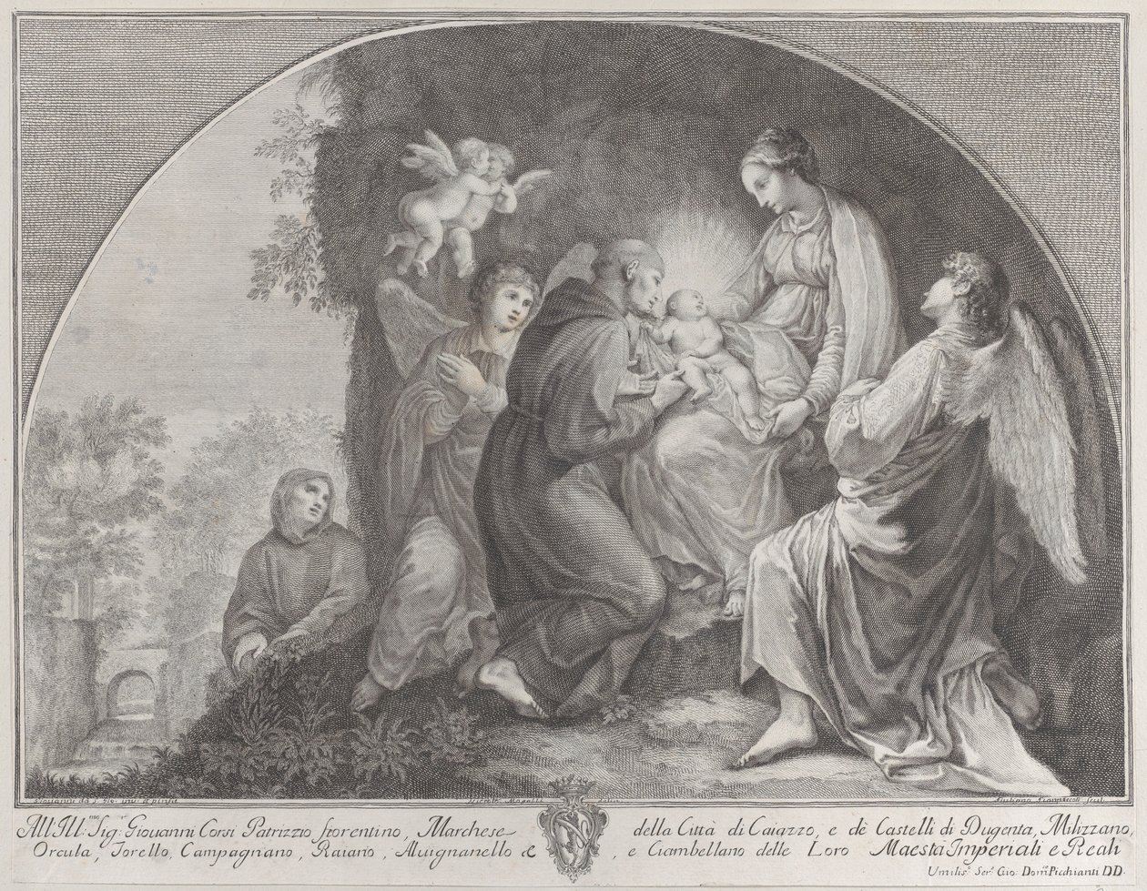 Adoracja Chrystusa przez św. Franciszka, 1723-59. autorstwa Giuliano Giampiccoli