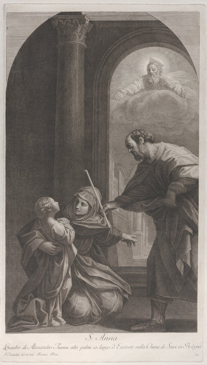 Św. Anna klęcząca trzymająca Dziewicę..., 1760-1800. autorstwa Giuliano Traballesi