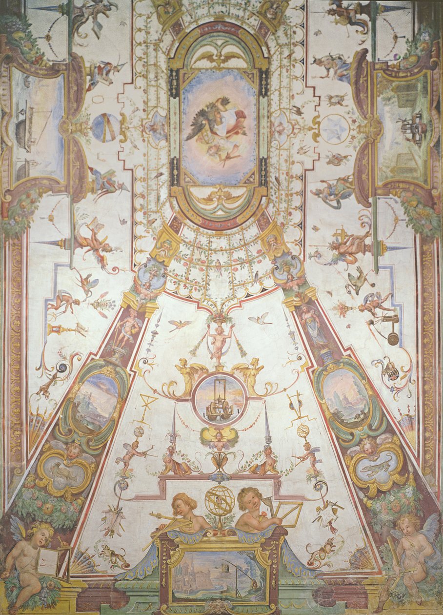 Panel sufitowy ze Stanzino delle Matematiche (fresk z temperą) (patrz 254070-254071 i 254073) autorstwa Giulio Parigi