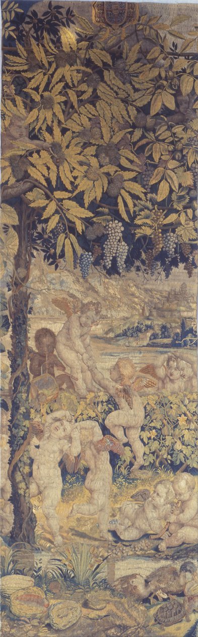 Gobelin z grającym Putti autorstwa Giulio Romano