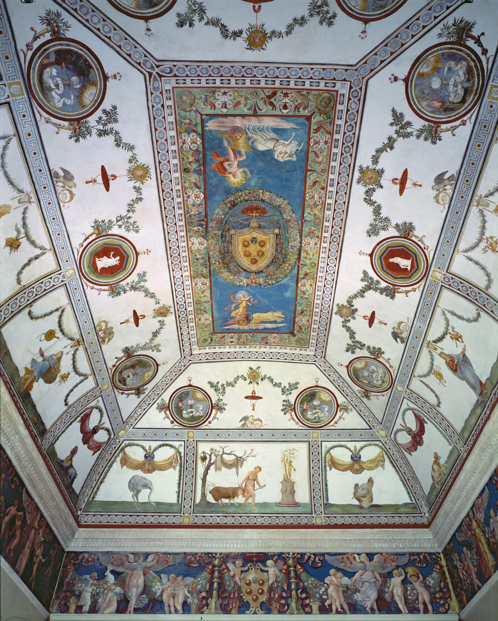 Camera con Fregio di Amorini Komnata z fryzem Kupidyna detal sufitu, 1520 r. fot. autorstwa Giulio Romano