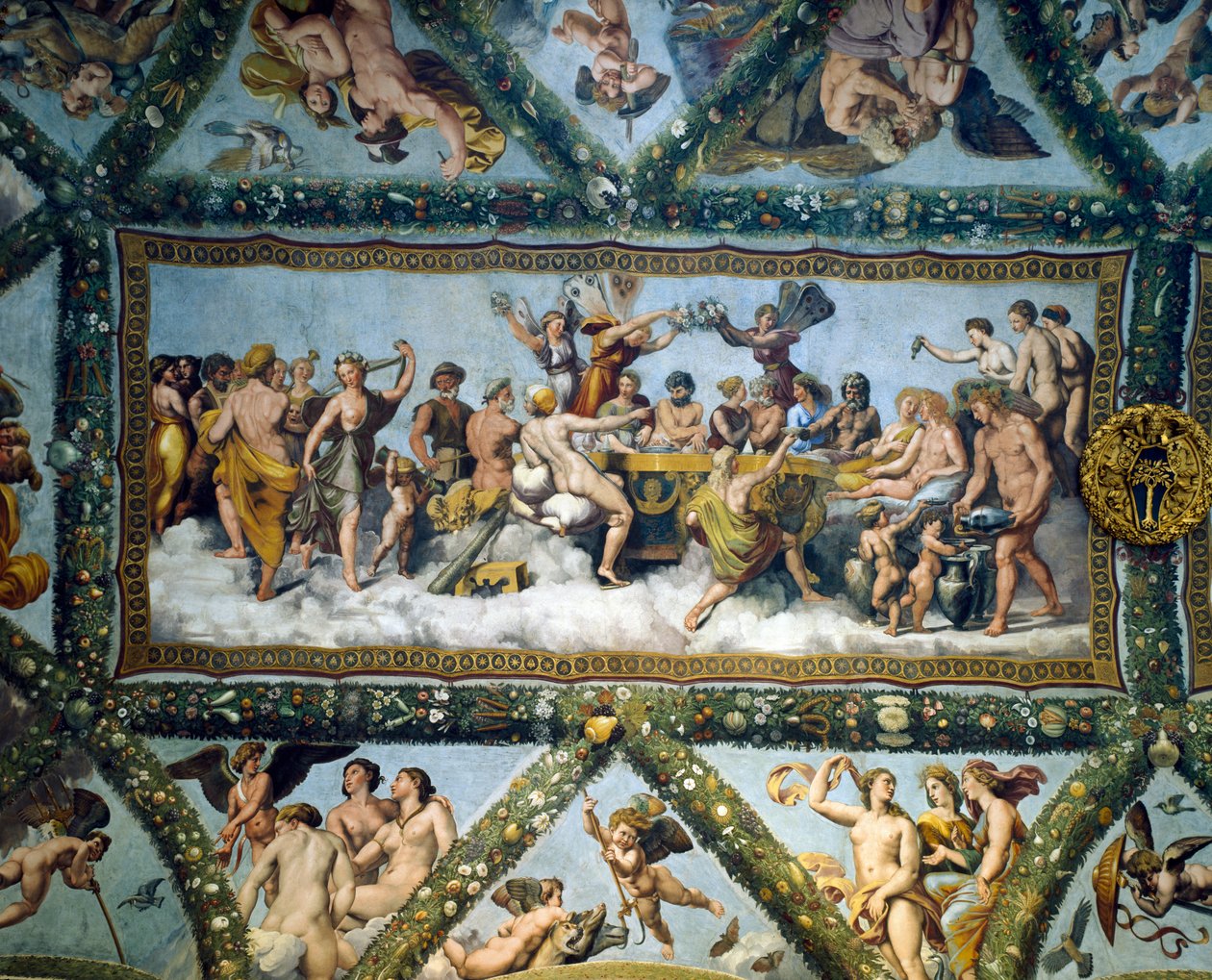 Wesele Kupidyna i Psyche, ze stropu „Logii Kupidyna i Psyche”, 1510-17 autorstwa Giulio Romano