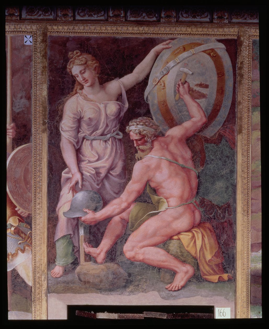 Wulkan wykuwający zbroję Achillesa autorstwa Giulio Romano