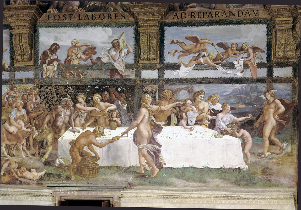 Przygotowania do Uczty Bogów na zaślubiny Kupidyna i Psyche, szczegół autorstwa Giulio (1483 1520) Romano