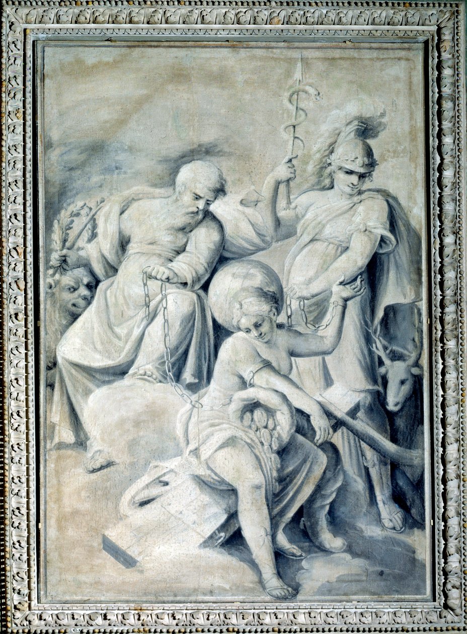 Alegoria roztropności i wartości trzymającej zakutą fortunę (obraz, ok. 1820-1826) autorstwa Giulio Ballino