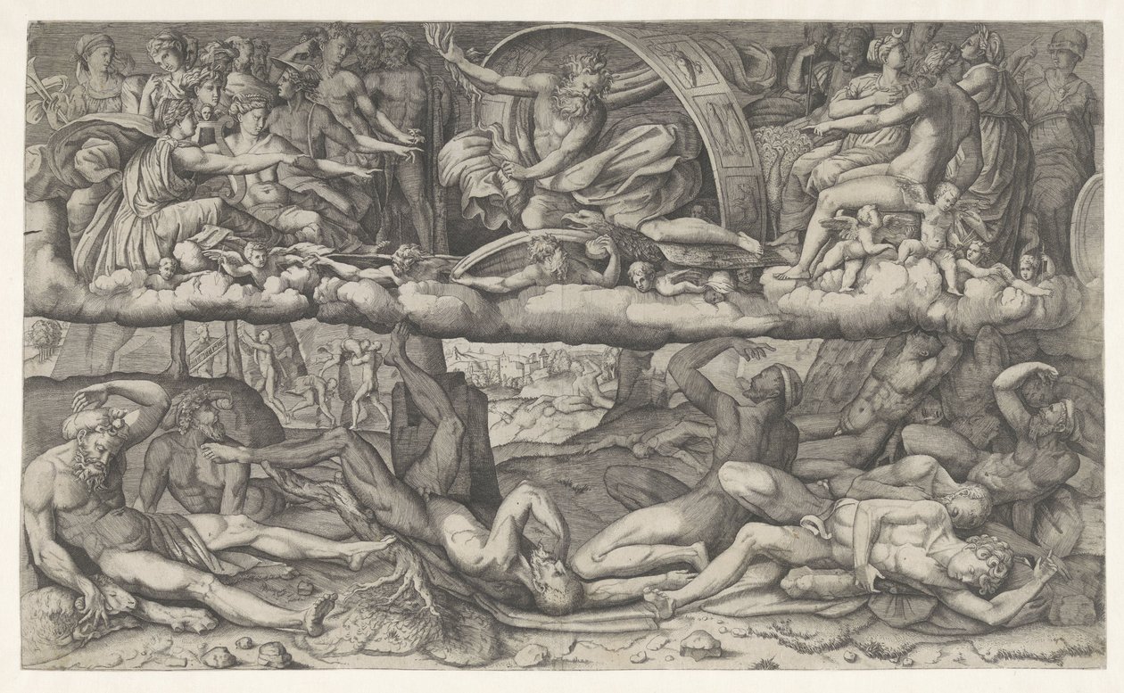 Bitwa Bogów i Gigantów La lotta fra dei e gigantic autorstwa Giulio Bonasone (attributed to)