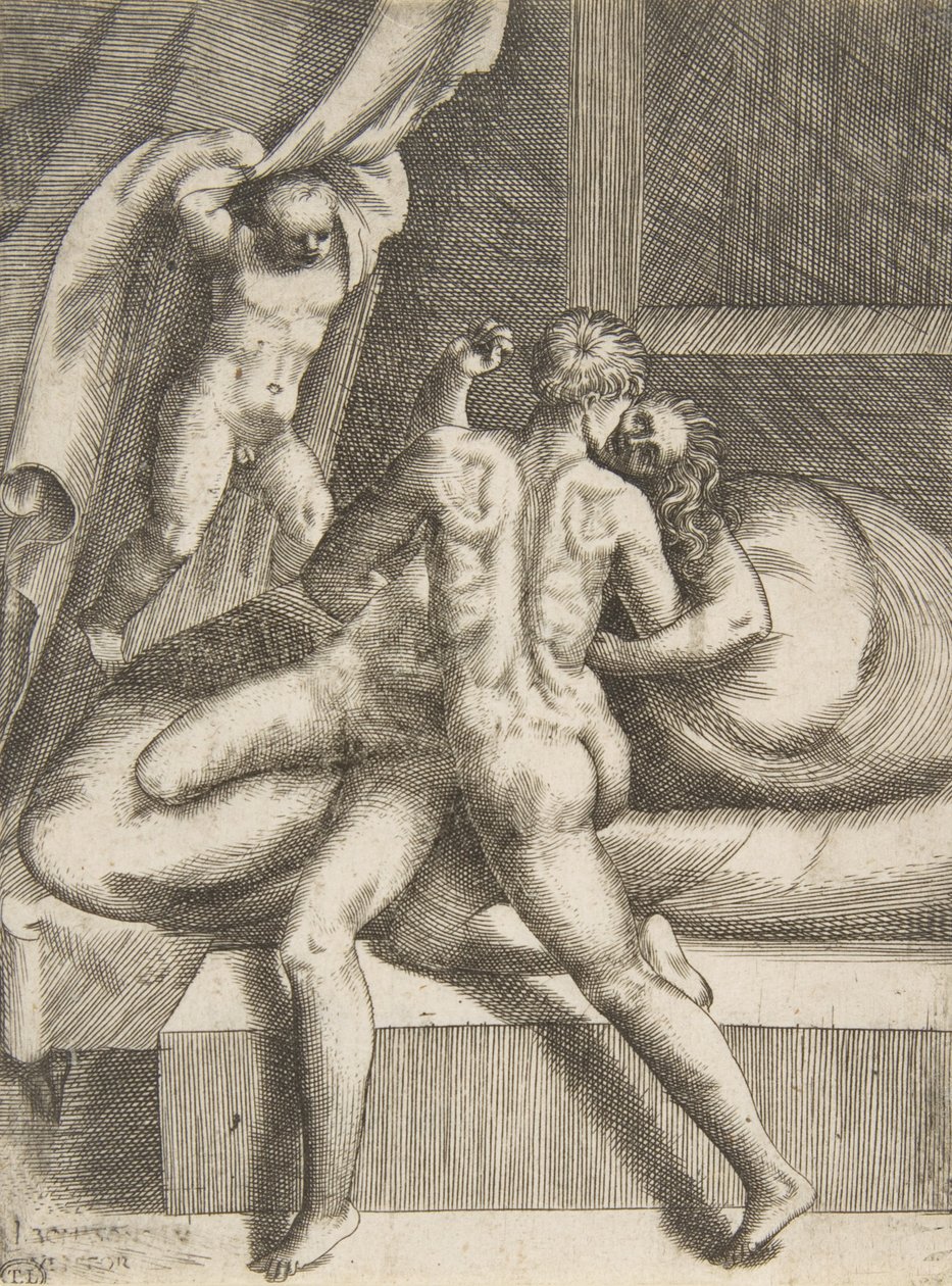 Apollo i Leucothea z „Miłości bogów”, ca. 1531-76. autorstwa Giulio Bonasone