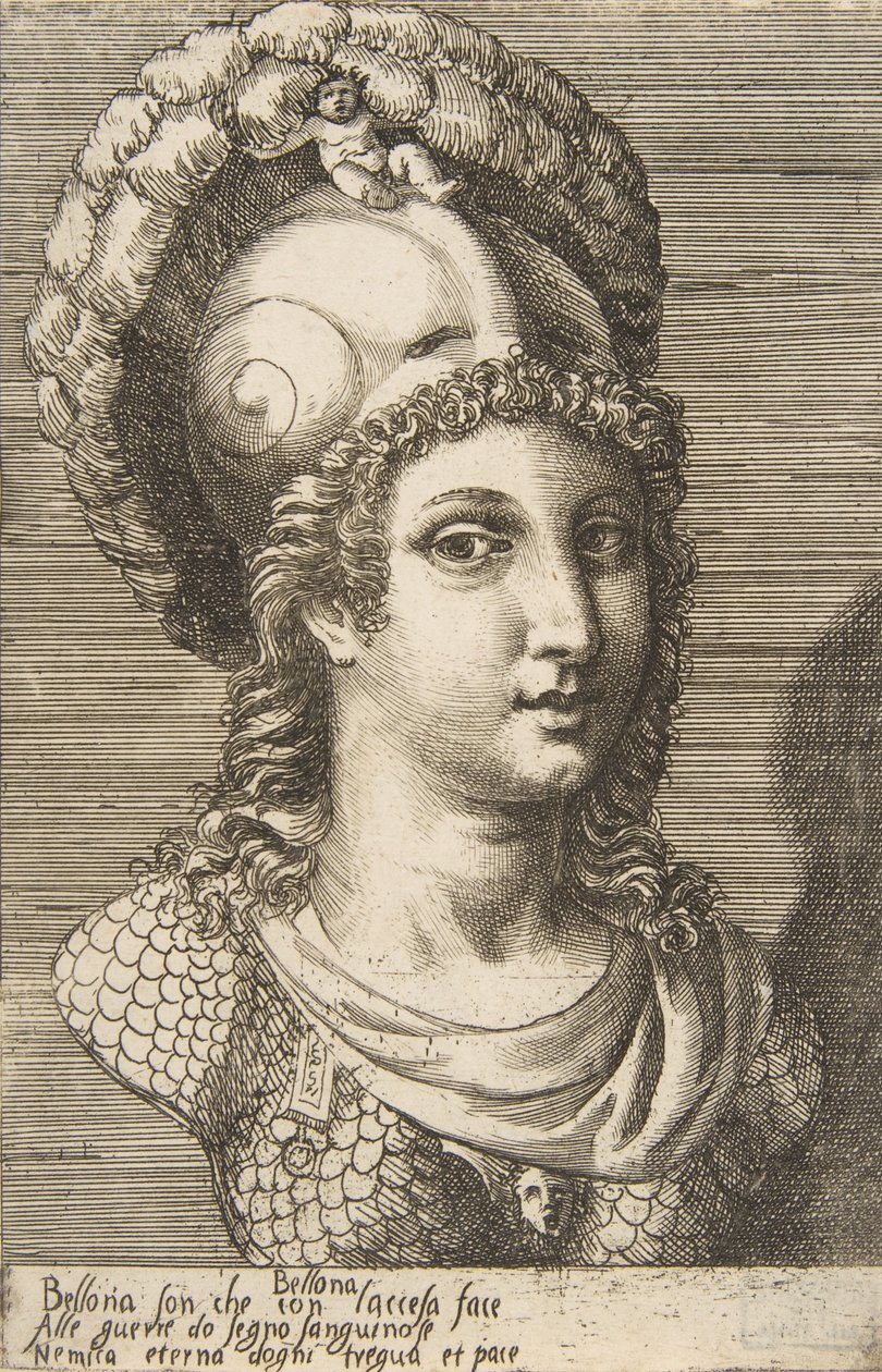 Popiersie Bellony, ca. 1531-76. autorstwa Giulio Bonasone