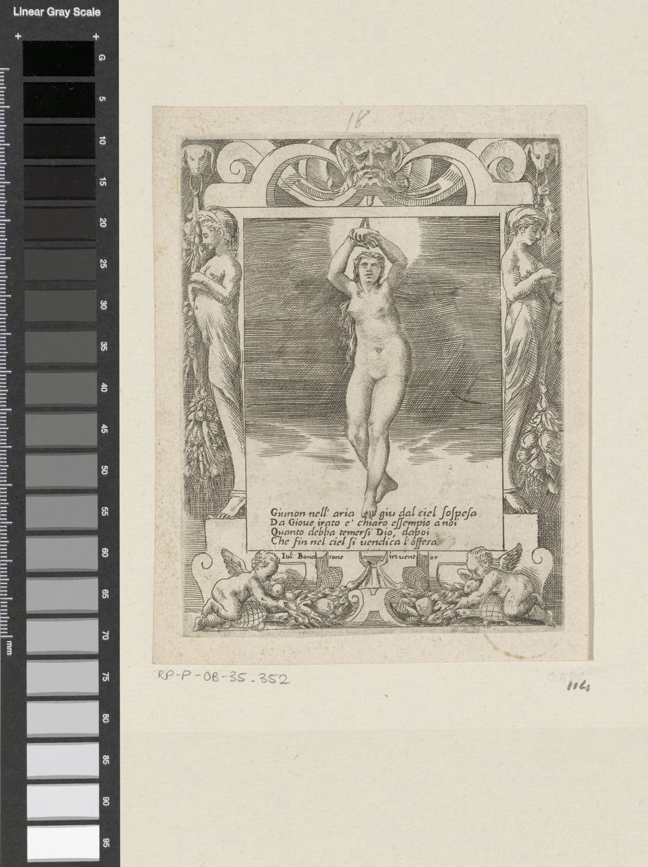 Juno zawisła w powietrzu Miłość, gniew i zazdrość Juno (tytuł serii) Amori sdegni et gielosie di Giunone (tytuł serii) autorstwa Giulio Bonasone
