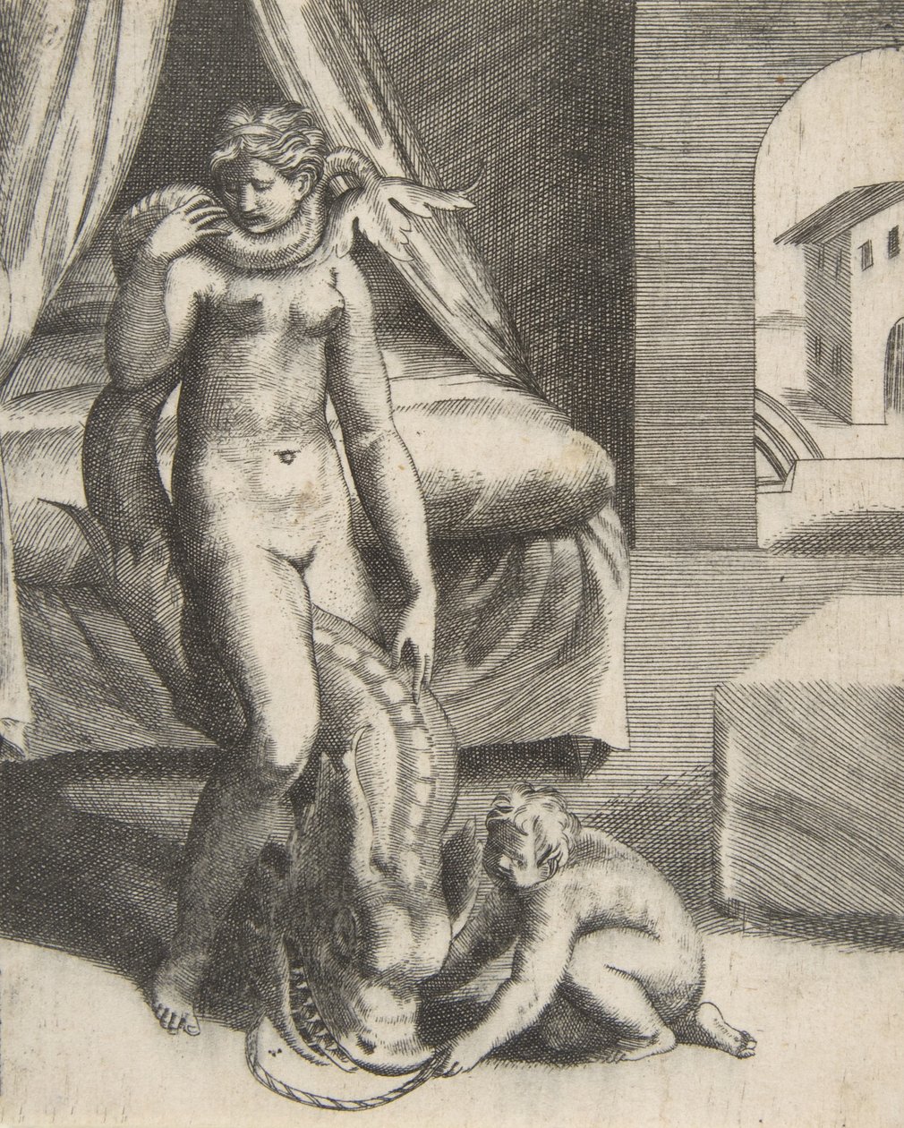 Neptun i Melanthe, z „Miłości bogów”, ok. 1531-76. autorstwa Giulio Bonasone
