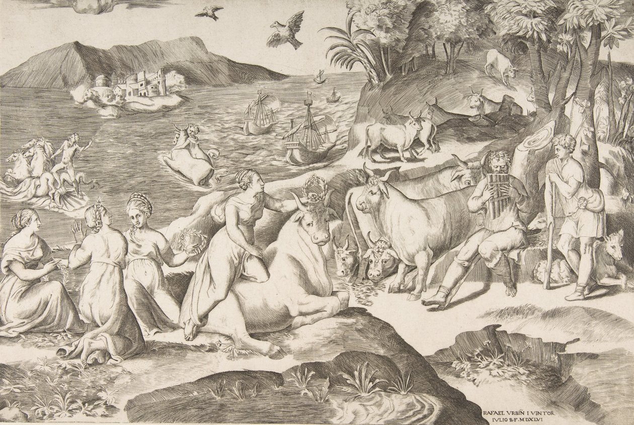 Gwałt Europy, 1546. autorstwa Giulio Bonasone