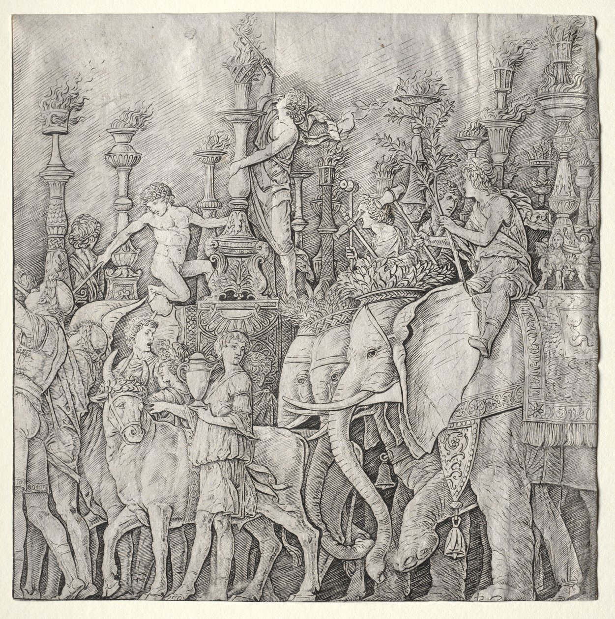 Triumfy Cezara: Słonie, c. 1485-1490. autorstwa Giulio Campagnola