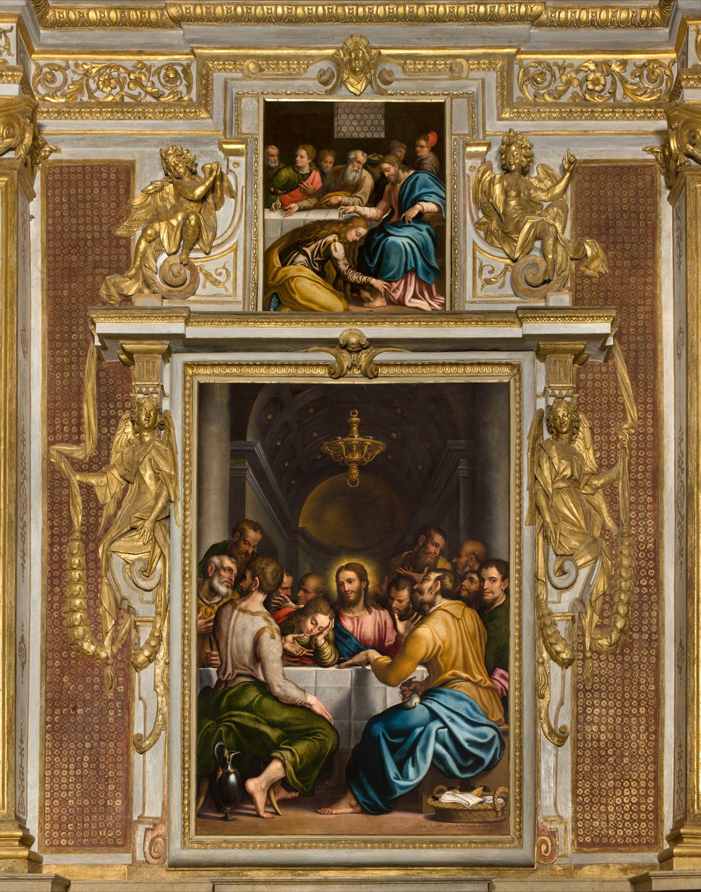 Kaplica SS Sacramento, drugie przęsło strona północna, Giulio Campi, Ostatnia Wieczerza 1569, Giulio Campi, Wieczerza w domu Simone 1569 autorstwa Giulio Campi