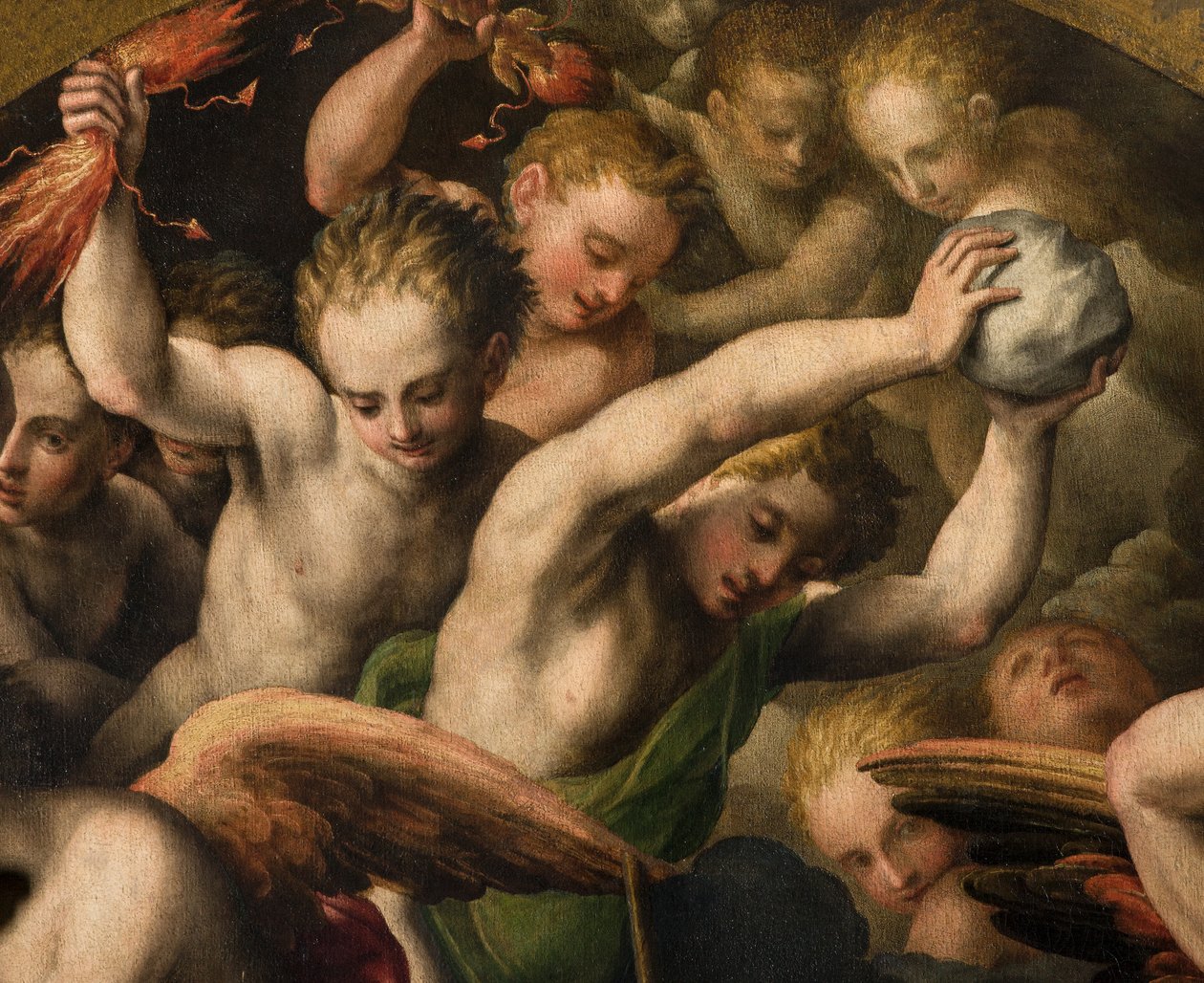 Transept Północny, Ołtarz św. Michała Archanioła, Archanioł Michał zabijający złego, Giulio Campi 1566, Szczegół autorstwa Giulio Campi