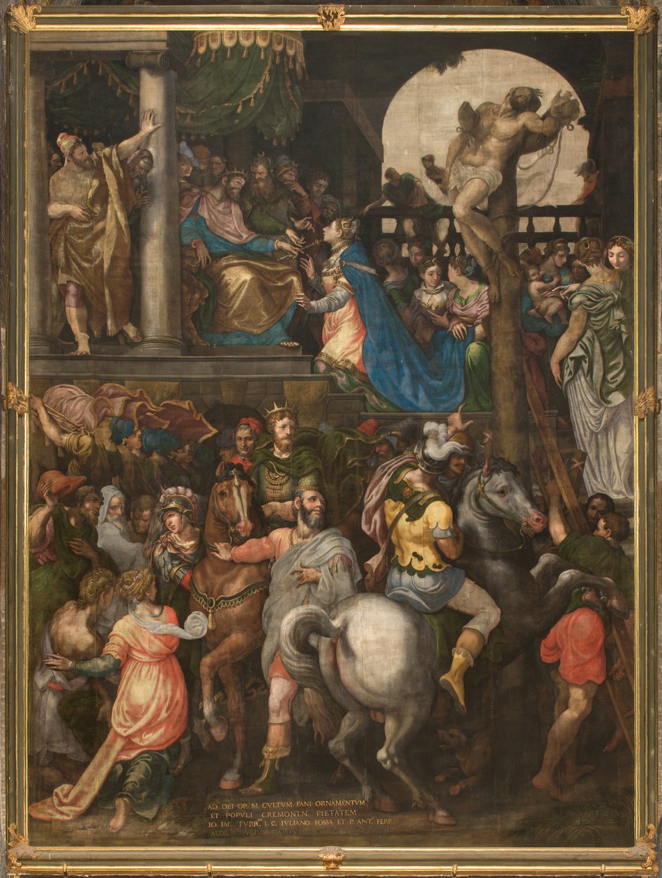Mur naprzeciw kontry południowego transeptu, Giuseppe Campi, Triumf Mardocheusza 1567 autorstwa Giulio Campi