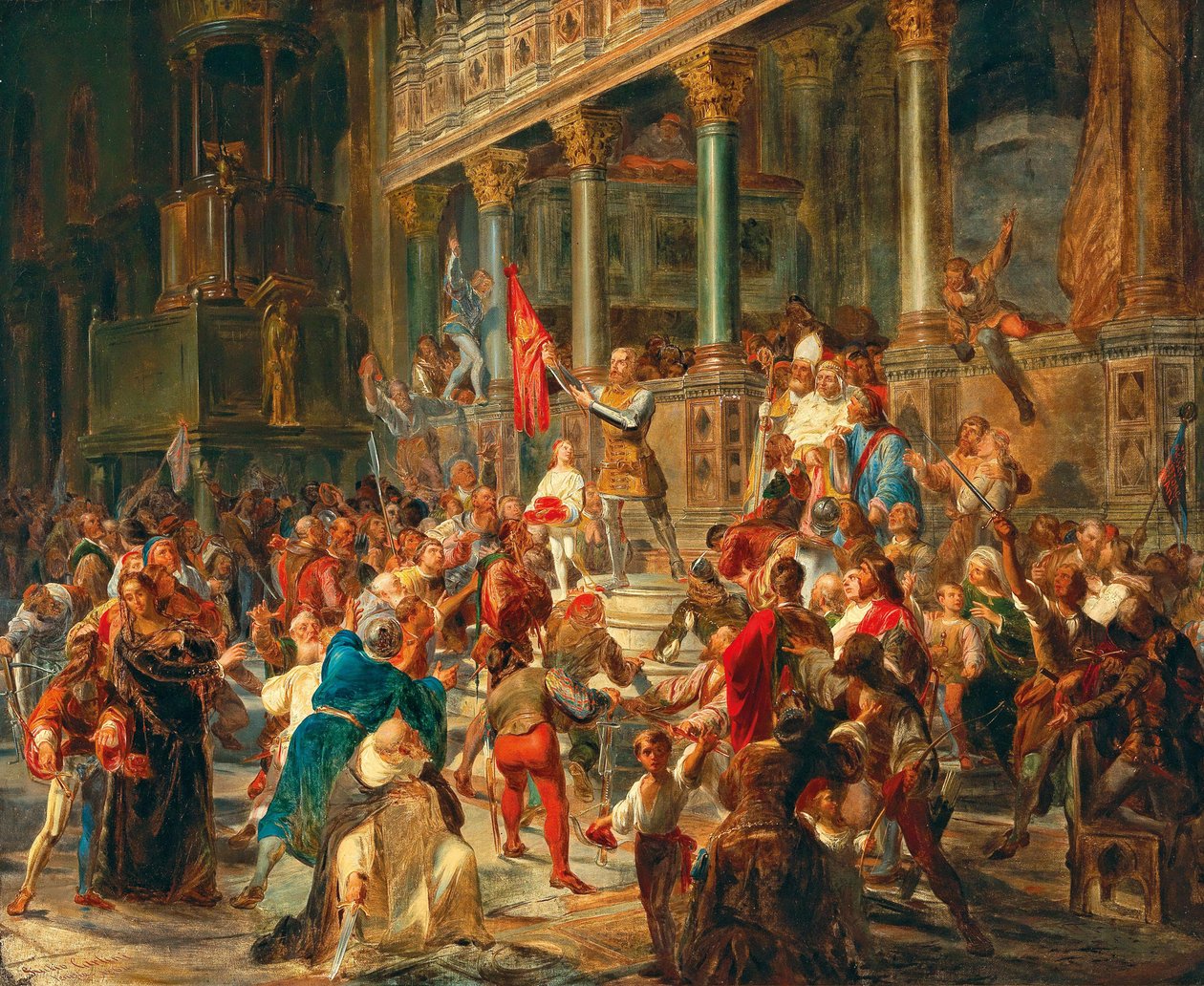 Mobilizacja żołnierzy Viva Messer Vittore Pisani!, 1864. autorstwa Giulio Carlini