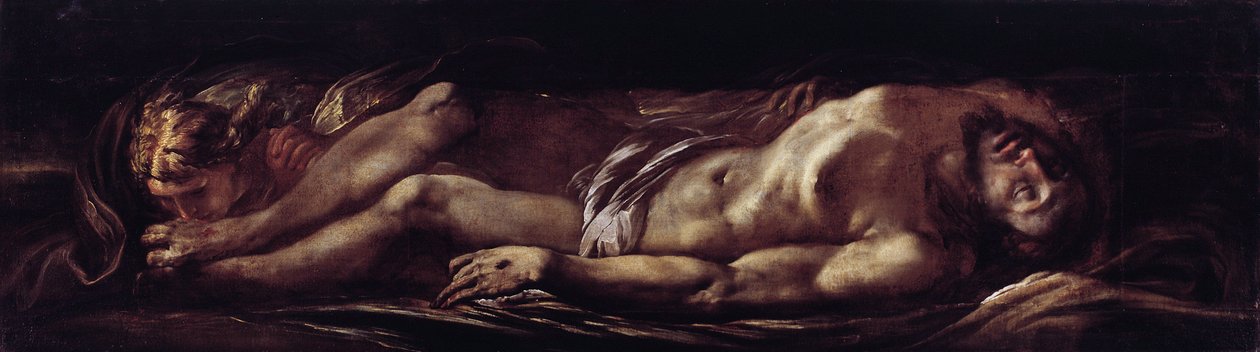Osadzanie Chrystusa (Martwy Chrystus) Obraz Giulio Cesare Procaccini (1574-1625) Genes, Musei di Strada Nuova (ex Palazzo Rosso) Włochy autorstwa Giulio Cesare Procaccini