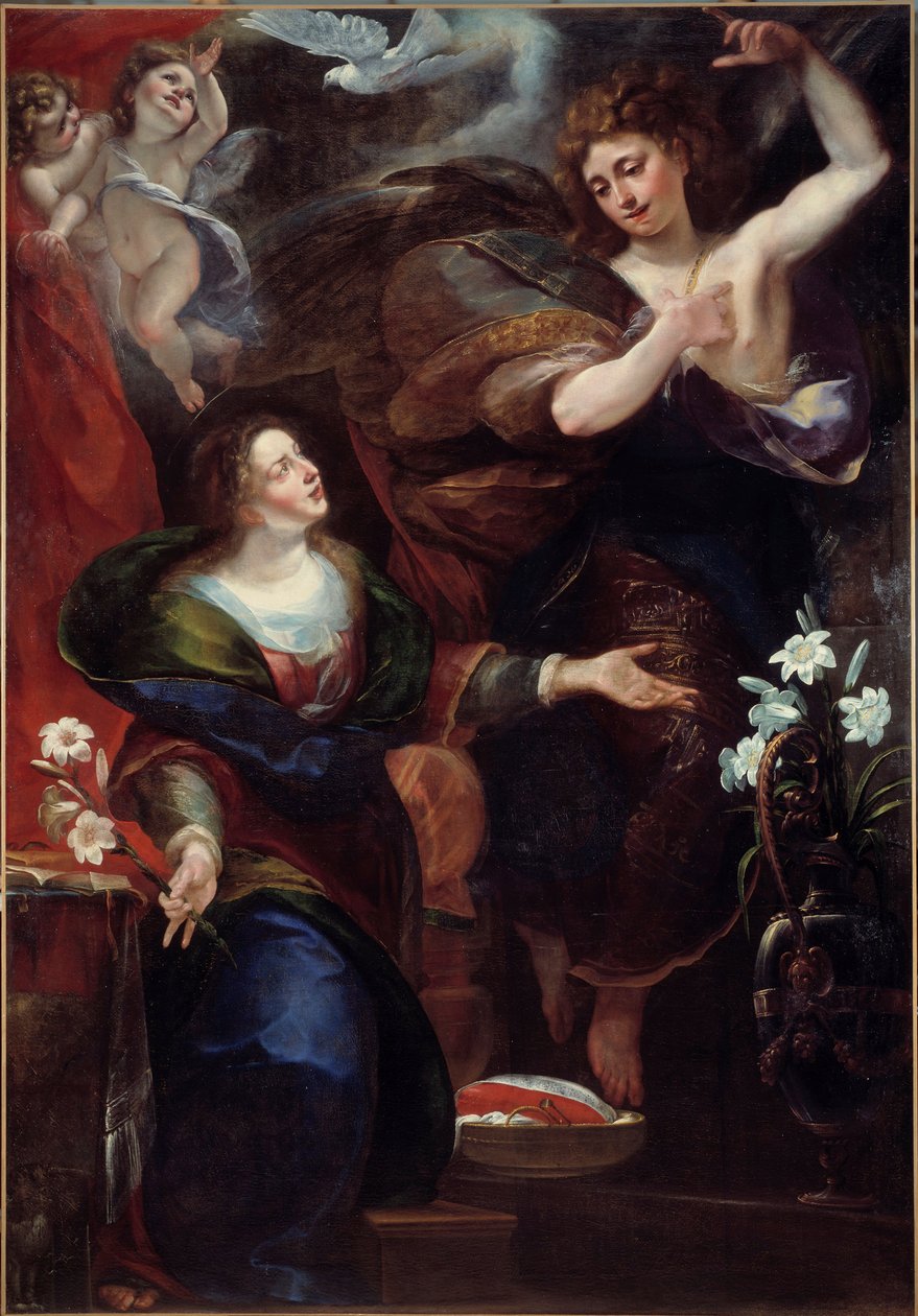 Obraz Zwiastowania Giulio Cesare Procaccini (ok. 1570-1625) XVII w. Niedz 1,63x2,36 m autorstwa Giulio Cesare Procaccini