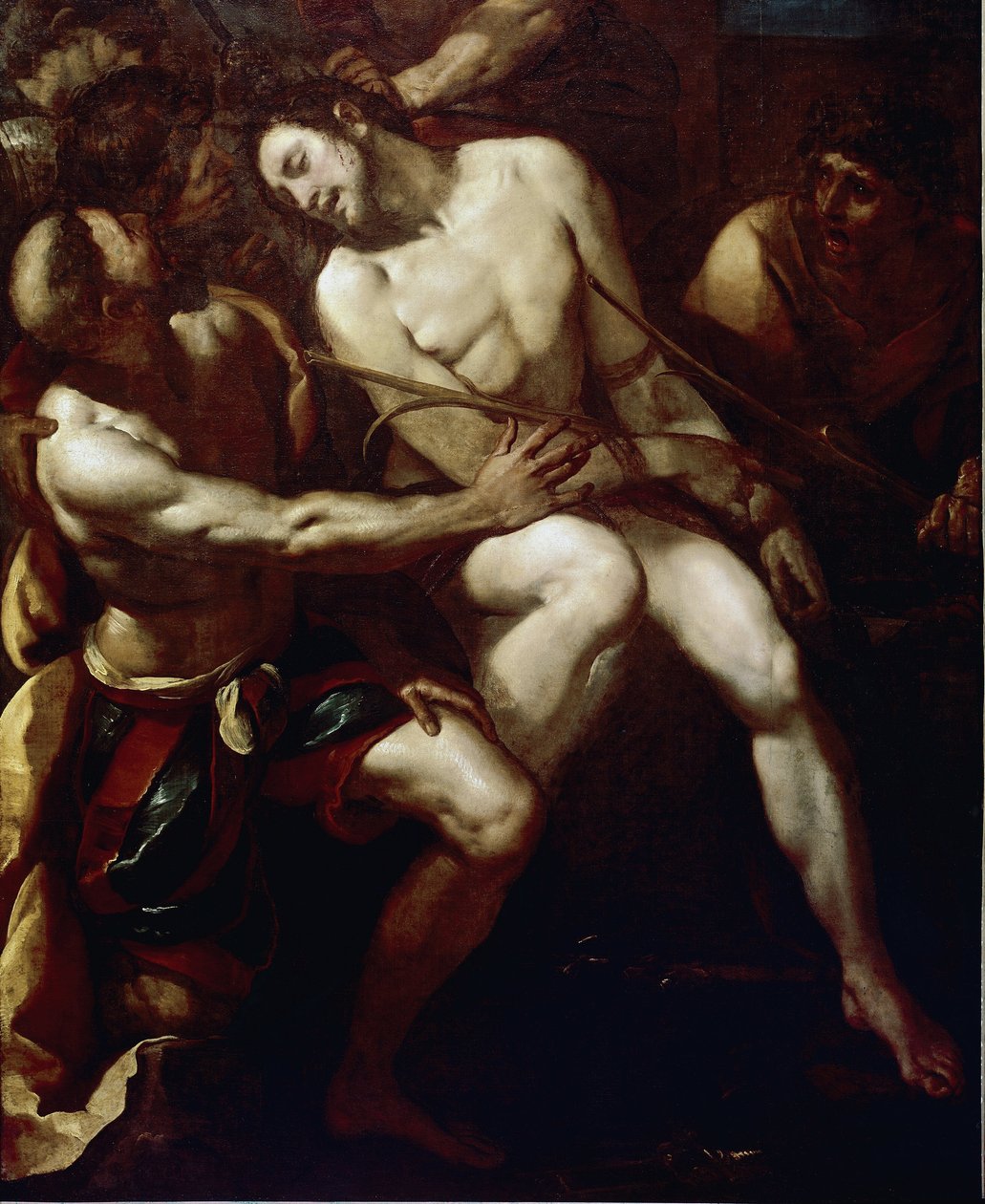 Ukoronowanie cierniem. Szczegół. (olej na płótnie) autorstwa Giulio Cesare Procaccini