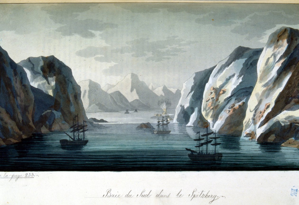 Southern Bay na Spitzbergu, Norwegia - w „Stary i nowoczesny kostium” Julesa Ferrario, wyd. Mediolan autorstwa Giulio Ferrario