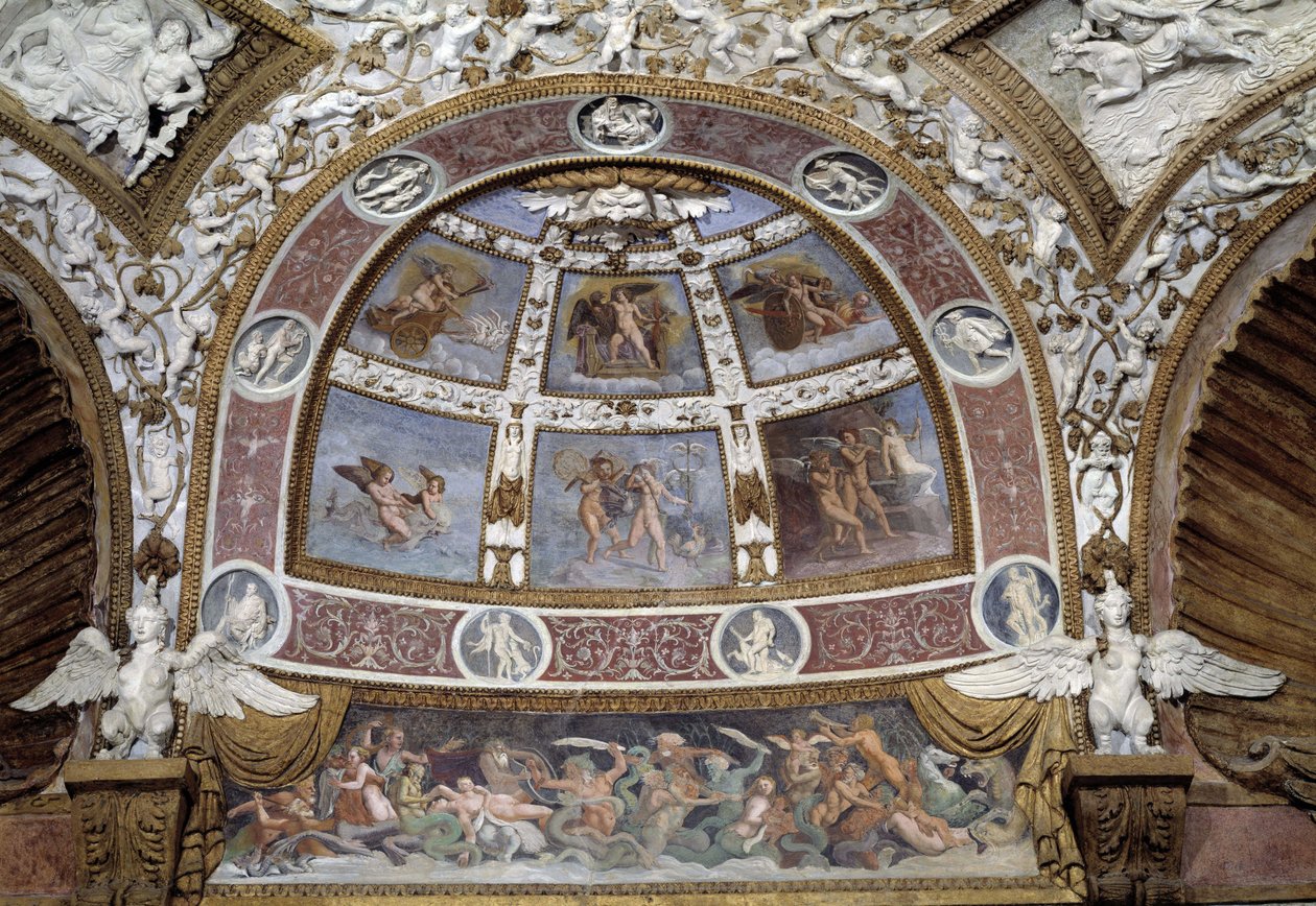 Ramka z sufitu Sali Orłów w Pałacu Té w Mantui autorstwa Giulio Romano