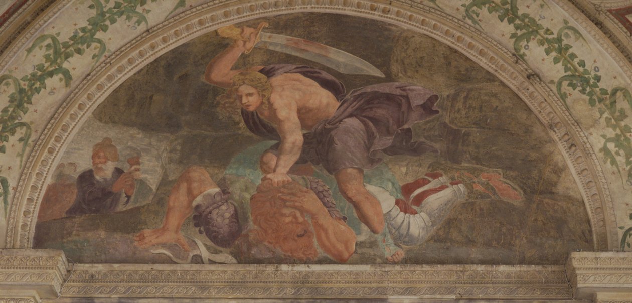 Dawid zabija Goliata Dawida Loża autorstwa Giulio Romano