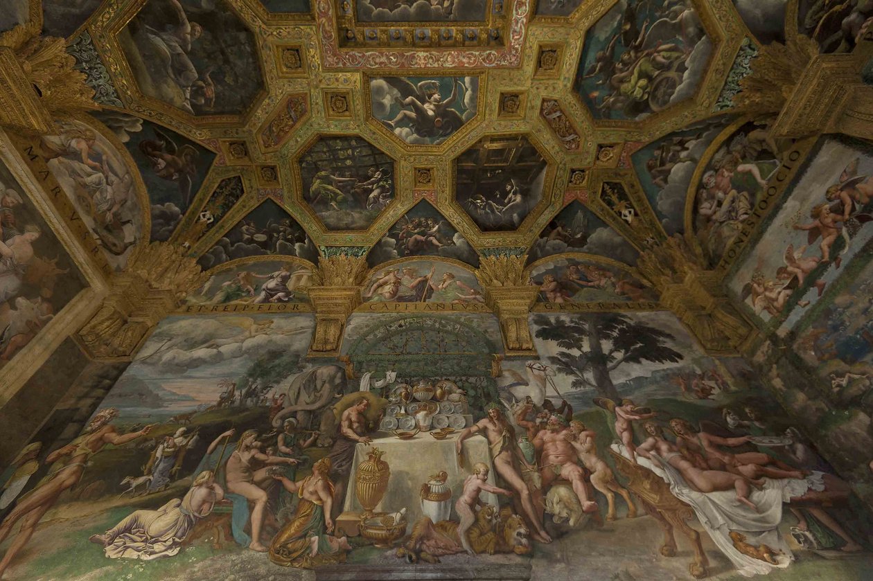 Fragment fresku z Komnaty Amora i Psyche, 1526-1534 autorstwa Giulio Romano