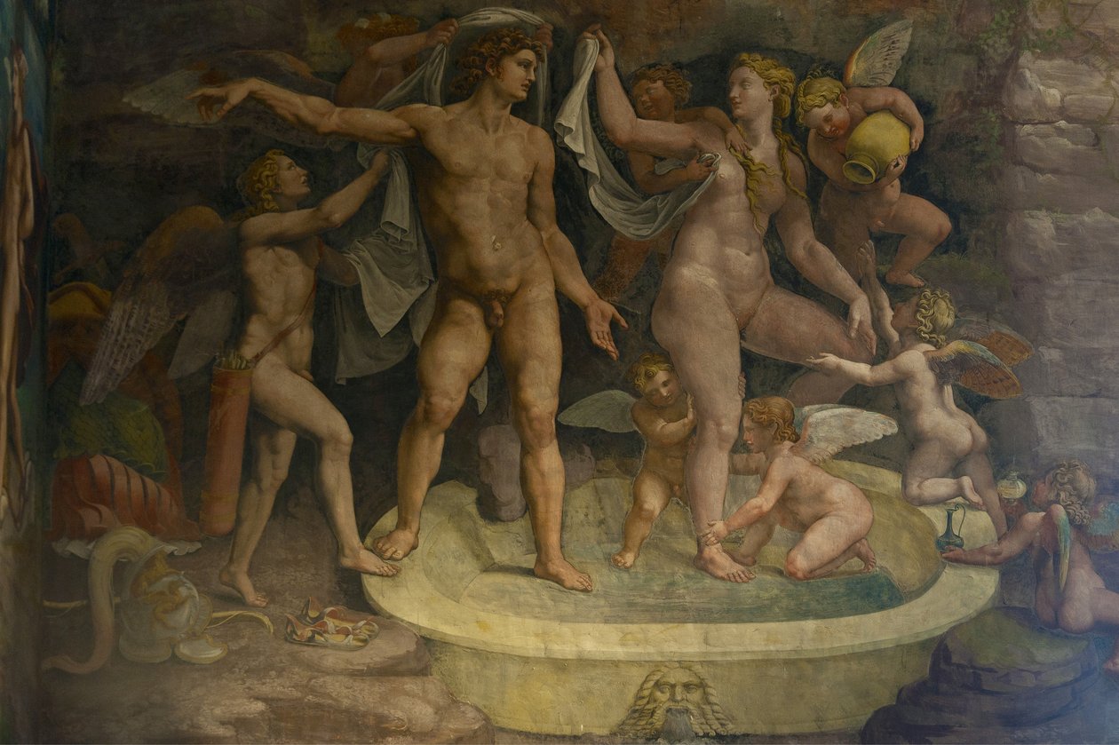 Fragment fresku z Komnaty Amora i Psyche, 1526-1534 autorstwa Giulio Romano