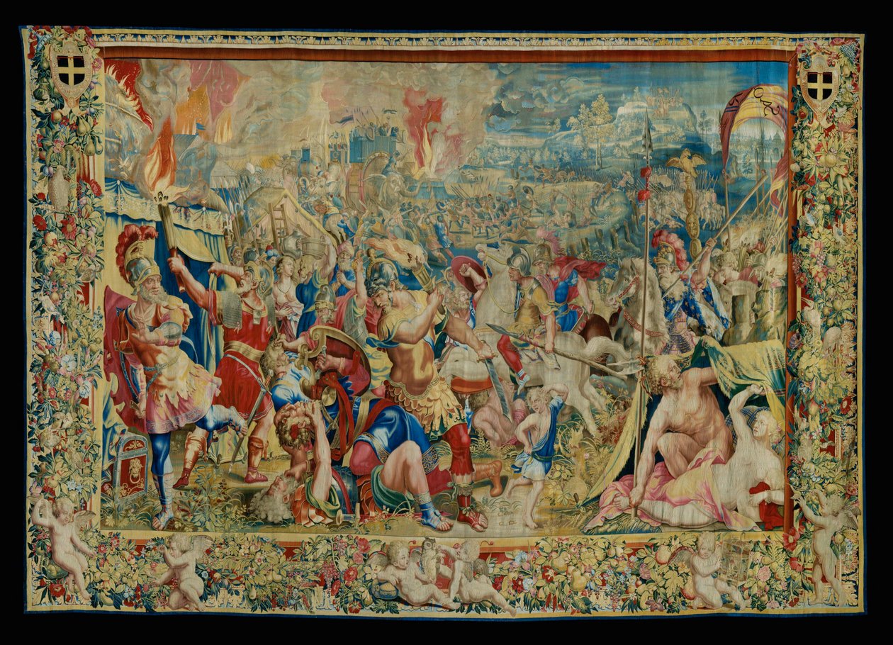 Historia Scypiona: Spalenie obozu Kartagińczyków ... autorstwa Giulio Romano