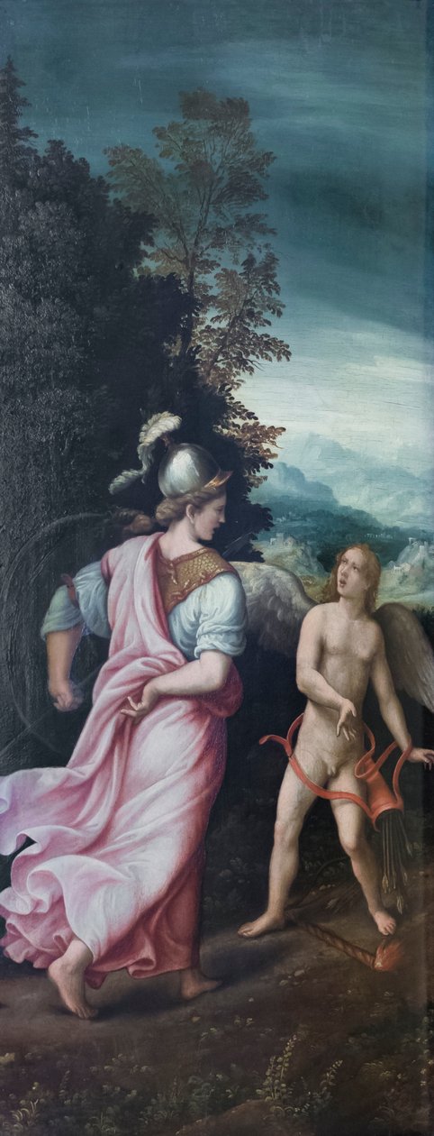 Minerva beszta Kupidyna autorstwa Giulio Romano