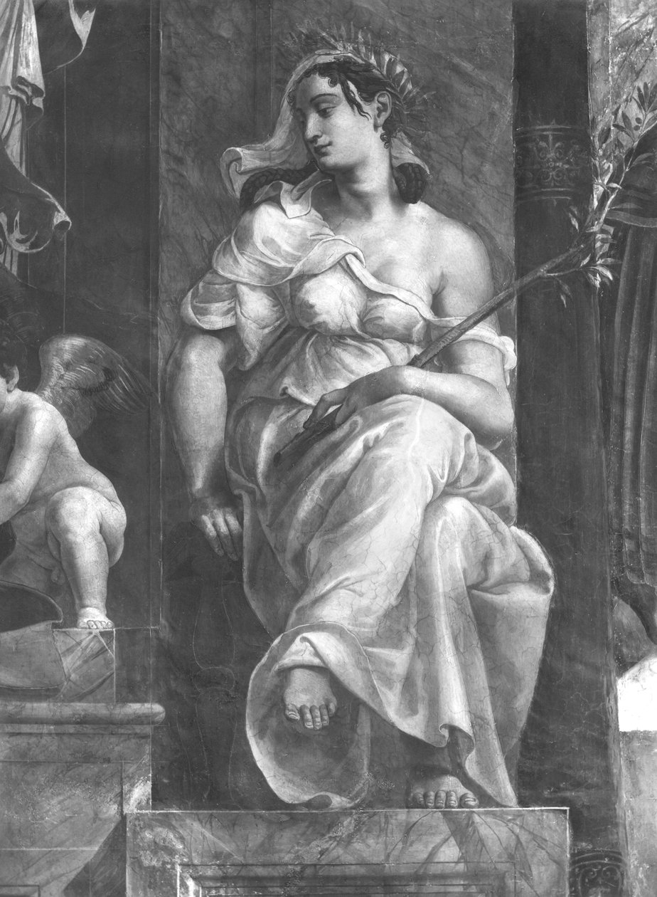 Pokój siedzący obok papieża Damazusa I (ok.304-384) Pokoje Rafaela (szczegóły) (patrz także 252795 i 252796) autorstwa Giulio Romano