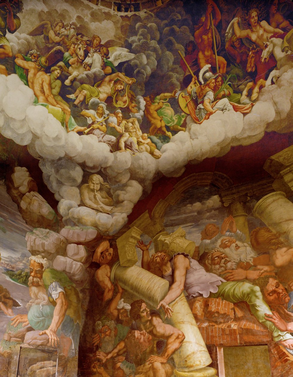 Sala dei Giganti. Atak gigantów na Olimp (fresk) autorstwa Giulio Romano