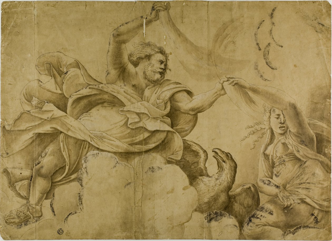 Badanie dla Jupiter Hurling Thunderbolts autorstwa Giulio Romano
