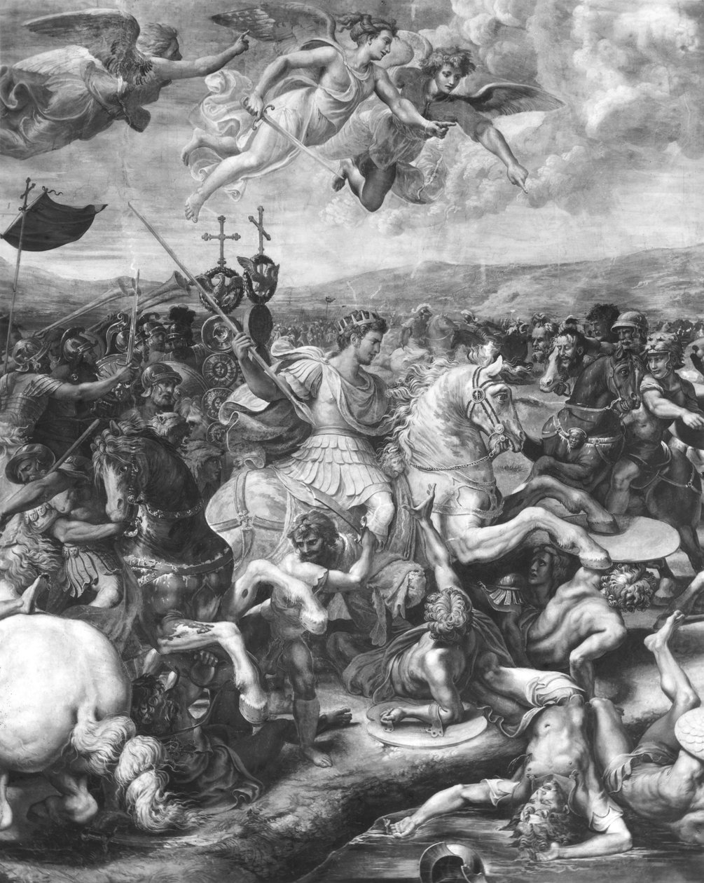 Bitwa pod Konstantynem, 312 r., z Sala di Costantino, Pokoje Rafaela (szczegóły) (patrz także 252776) autorstwa Giulio Romano
